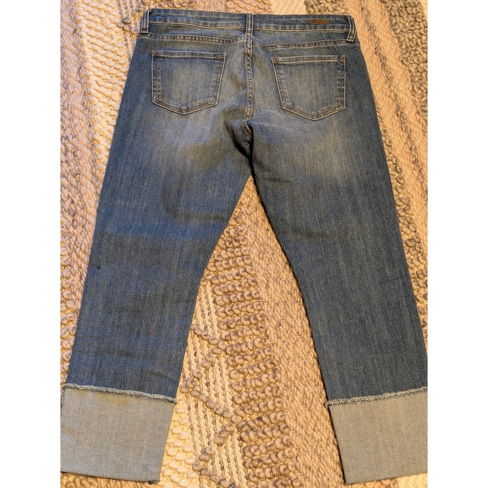 Kut from the Kloth Catherine Boyfriend Jeans Medium Wash Raw Hem Cuff Size 8 - Picture 4 of 12